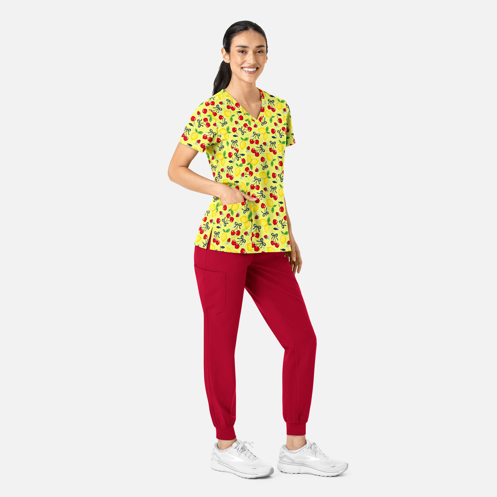 Maevn Prints Women's Scrub Top – Cherry Berry Lemonade (1797)