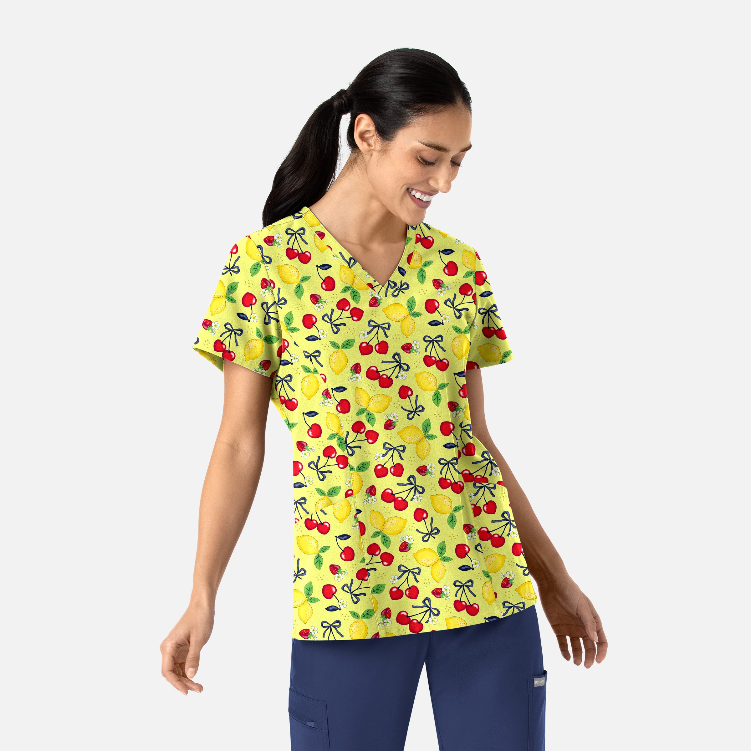 Maevn Prints Women's Scrub Top – Cherry Berry Lemonade (1797)