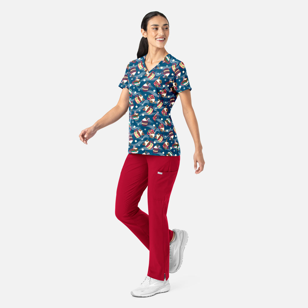 Maevn Prints Women's Scrub Top – Festive Sips (1797)