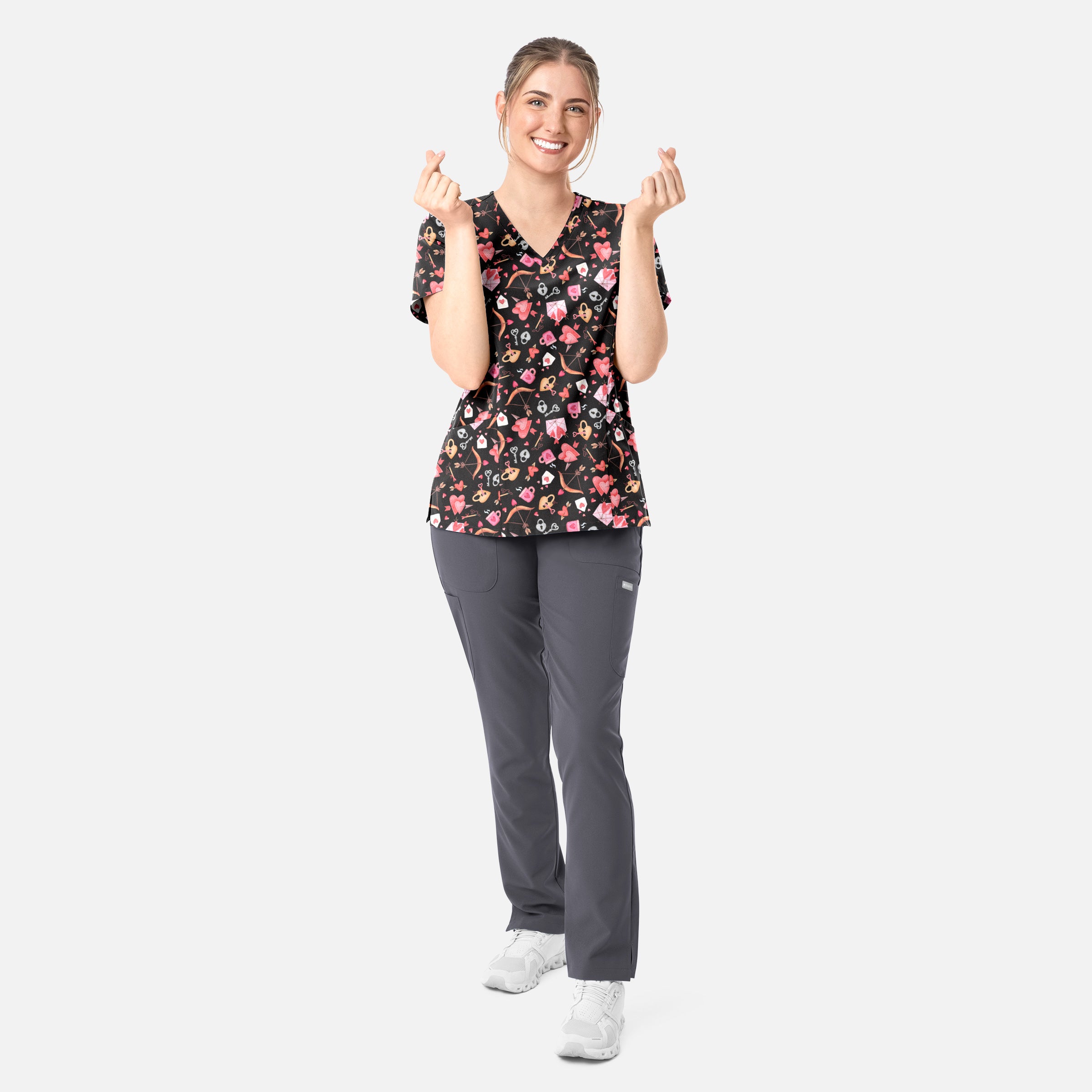 Maevn Prints Women's Scrub Top – Love Notes (1797)