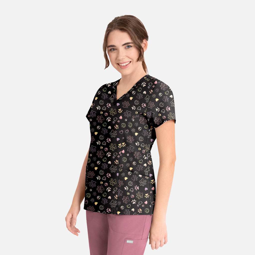 Maevn Prints Women's Scrub Top – Peace Love & Paws (1797)