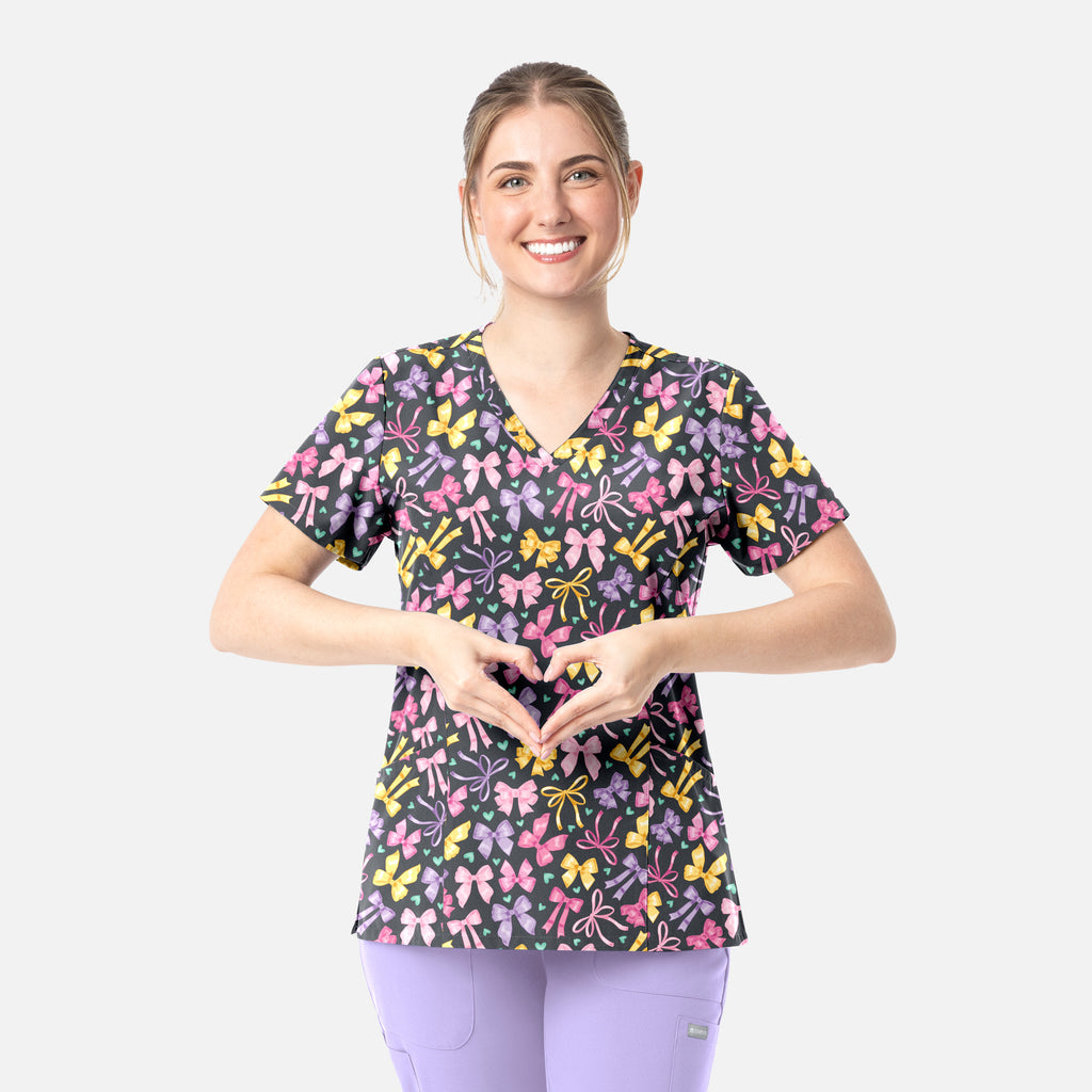 Maevn Prints Women's Scrub Top – Ribbons of Hope (1797)