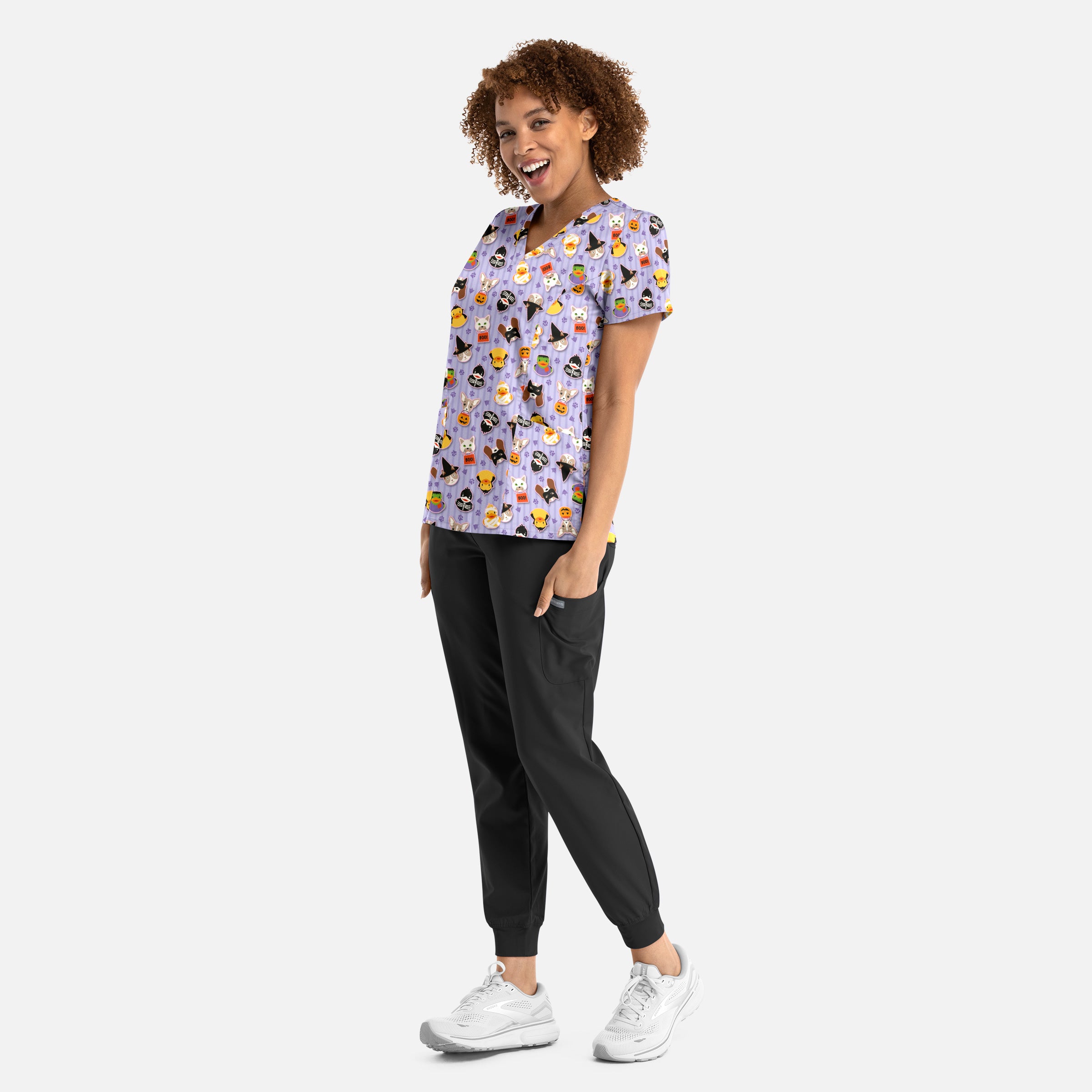 Maevn Prints Women's Scrub Top – Spooky Squad (1797)