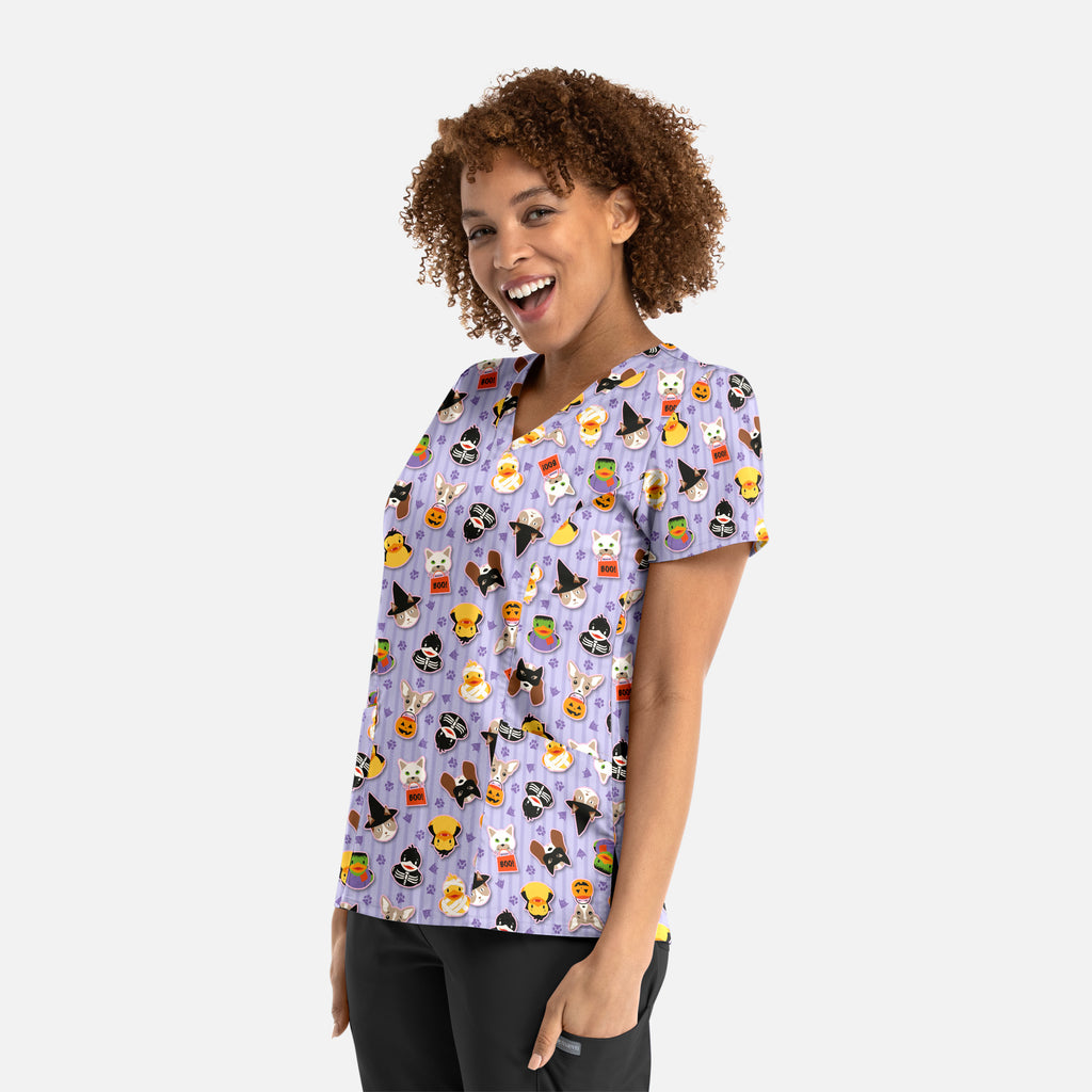 Maevn Prints Women's Scrub Top – Spooky Squad (1797)