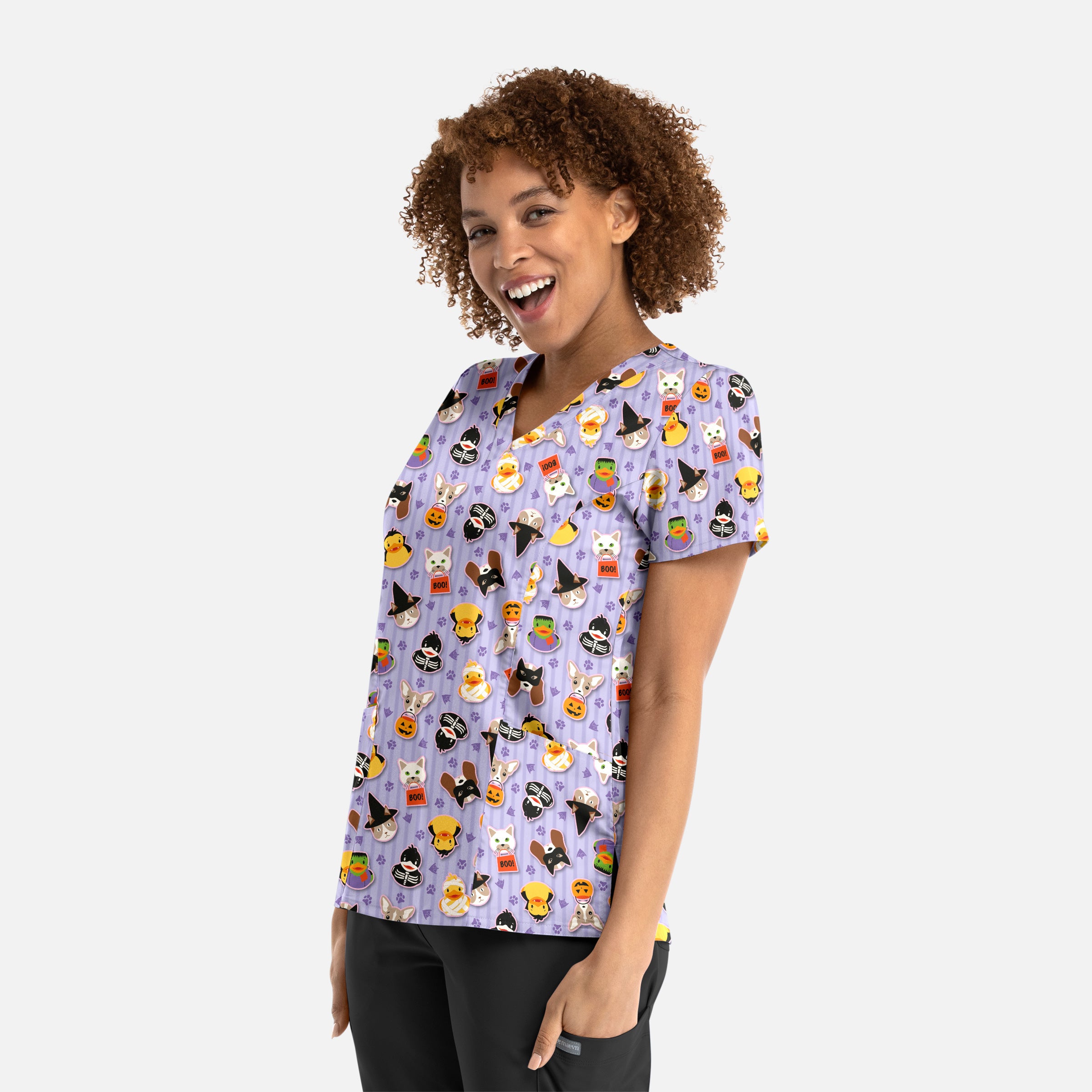Maevn Prints Women's Scrub Top – Spooky Squad (1797)