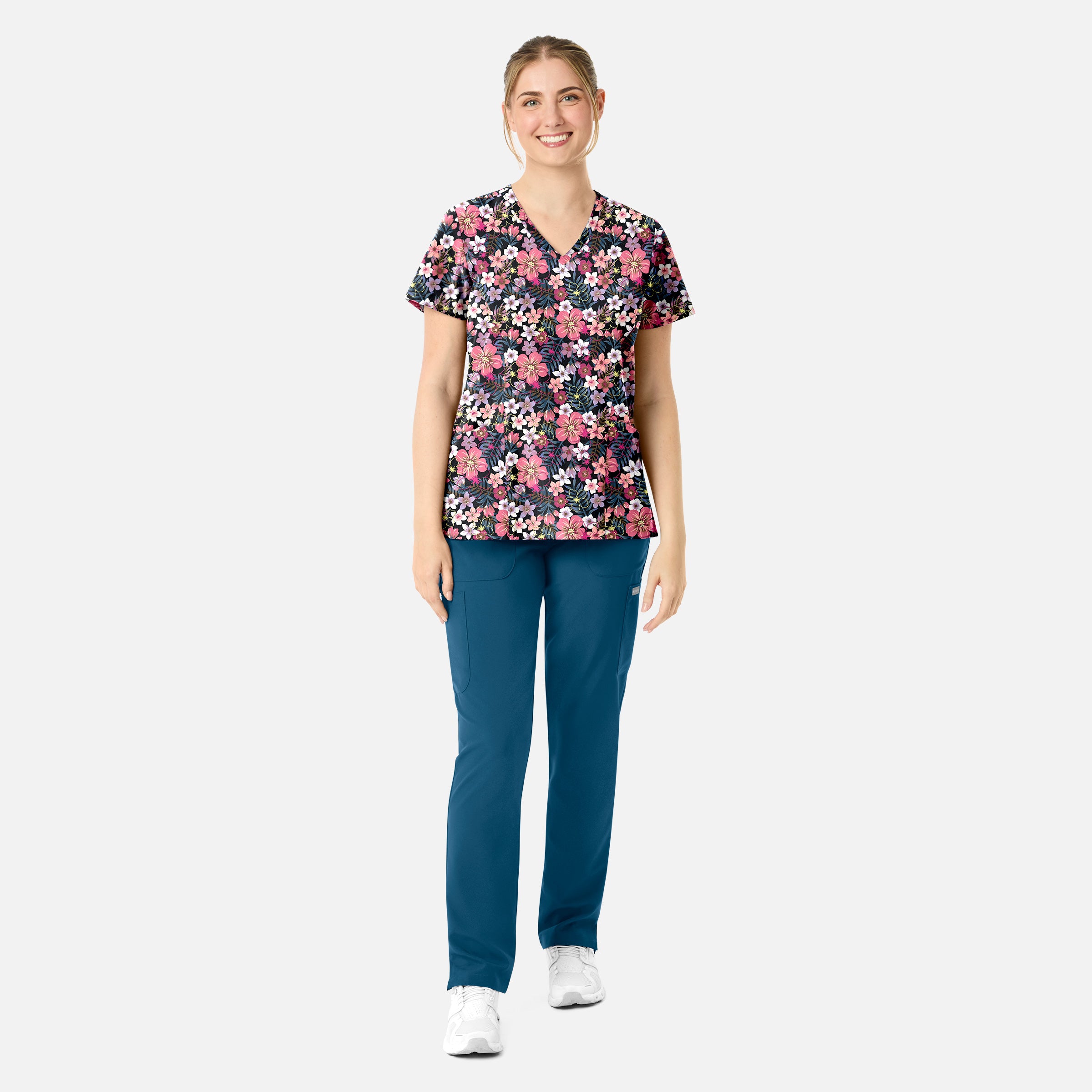 Maevn Prints Women's Scrub Top – Tropical Bloom (1797)