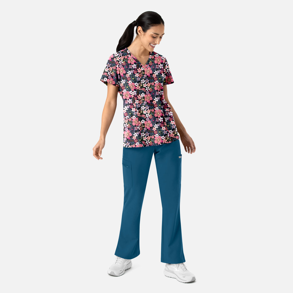 Maevn Prints Women's Scrub Top – Tropical Bloom (1797)