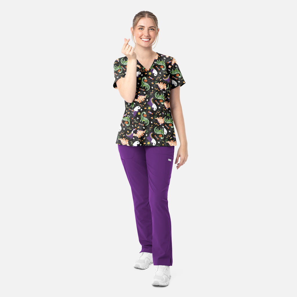 Maevn Prints Women's Scrub Top – Trick-a-saurus (1797)