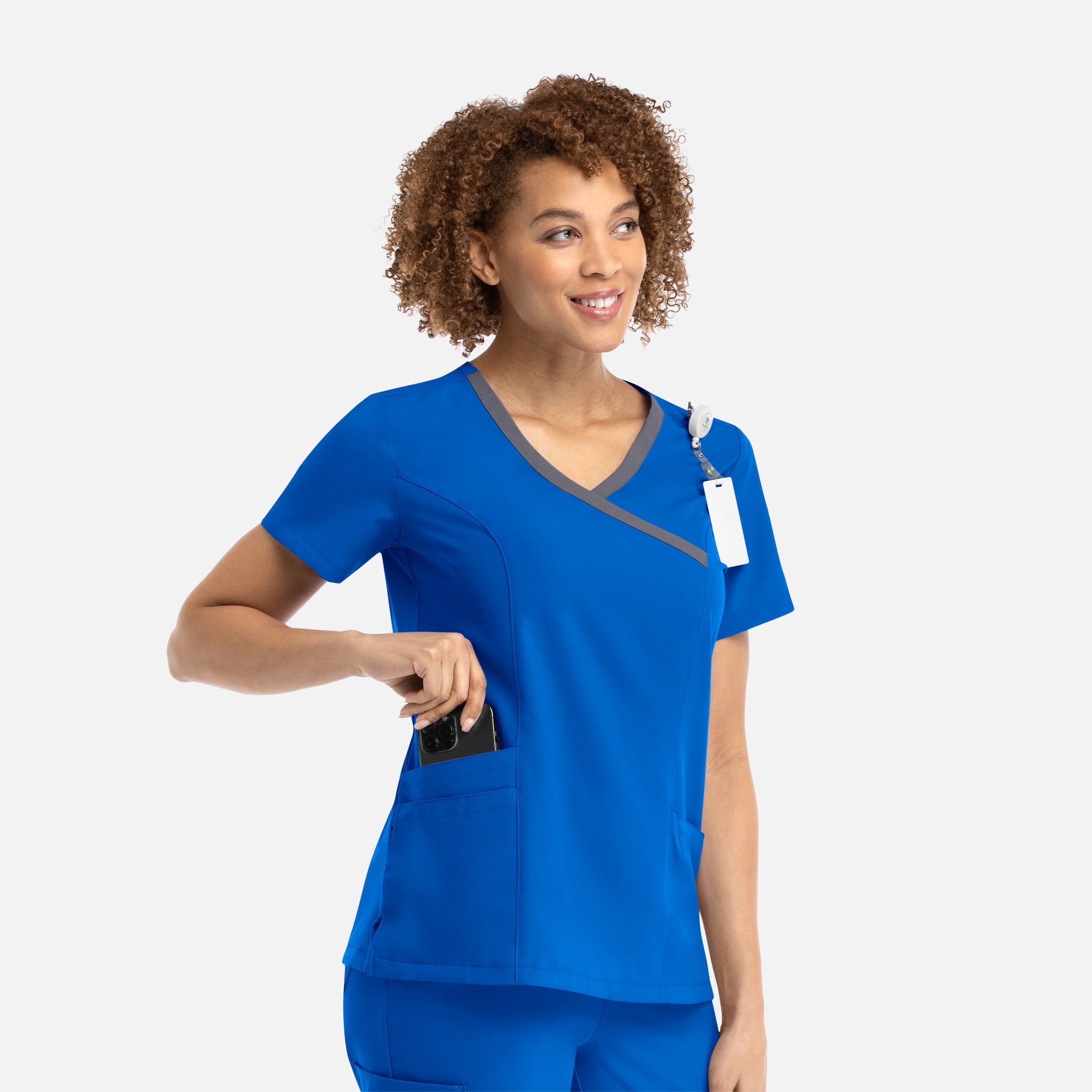 Maevn Momentum Womens Mock Wrap Top w/ Contrast Trim 5004