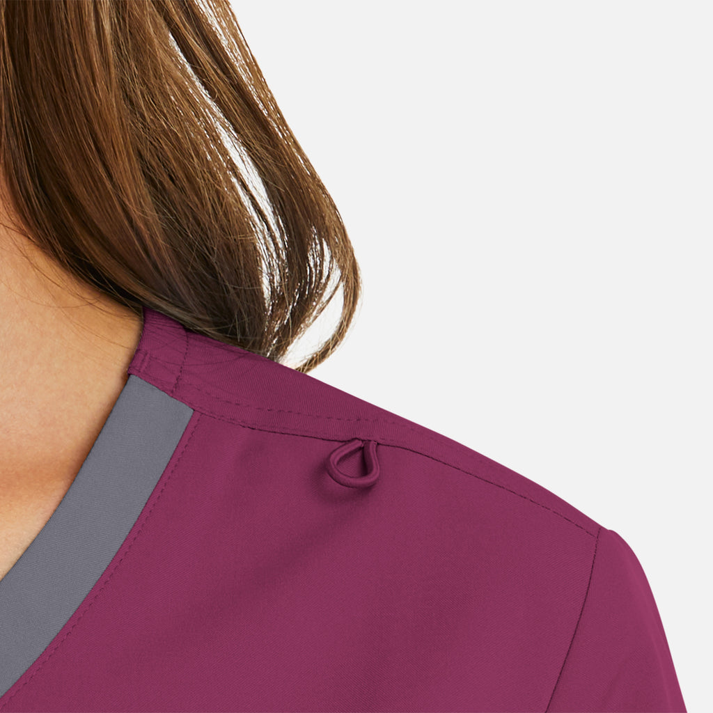 Maevn Momentum Womens Mock Wrap Top w/ Contrast Trim 5004