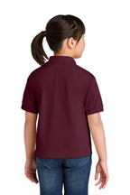 Gildan 8800B youth DryBlend school polo in Maroon – model back view
