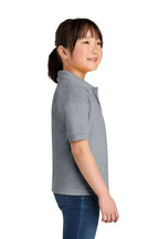 Gildan 8800B youth DryBlend school polo in Sport Grey – model side view