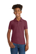Port Authority Y100 youth school polo in Burgundy – model front view