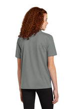 Sport-Tek YST740 youth UV performance school polo in Grey Concrete – model back view