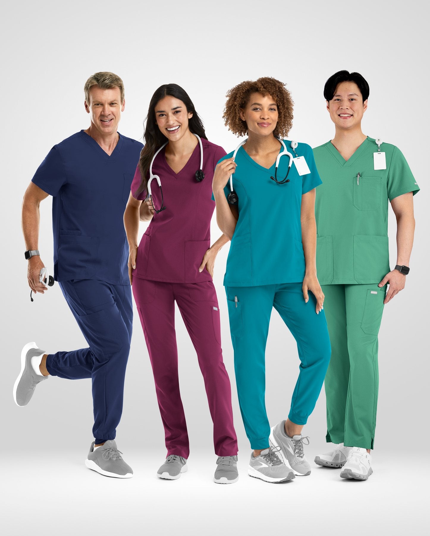 Healthcare professionals in scrubs